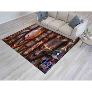 Tapis Masque Africain : Décoration de Salon, Tapis Antidérapant, Tapis Imprimé, Tapis Doux à Poils Longs - Product Image 3