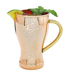 Tall Pure <b>Copper</b> <b>Mug</b> with Gold Tone Handle and Textured Surface Ideal for Serving Cold Beverages - Product Image 1