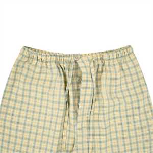 Pijama tejido con bolsillo cruzado a cuadros amarillo, pantalones de salón de ajuste Regular, tela CVC suave, cintura con cordón y bolsillos laterales, ropa de dormir - Product Image 5