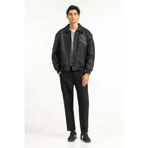 Veste en PU vintage automne-printemps, style motard décontracté avec fermeture éclair réversible, taille XS, imperméable, teinte unie, offre ODM - Product Image 5