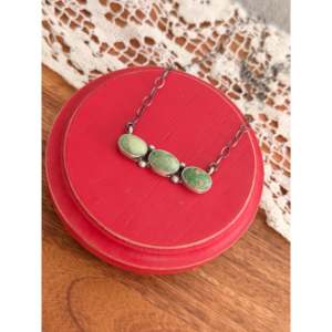 Royston Turquoise & Sterling Silver Bar Necklace Handmade by Navajo Artists-Cultural Collectible Jewelry - Product Image 4