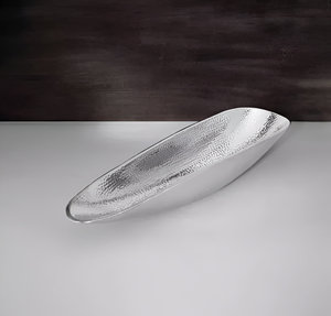 La mejor calidad, forma de barco martillado, plato pulido de Color plateado de Metal, decoración del hogar, restaurante, Hotel - Product Image 3