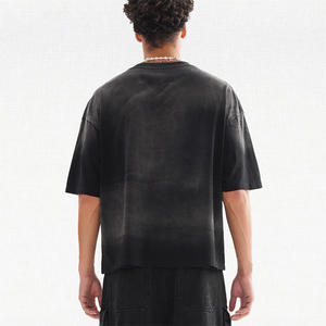 T-shirts Streetwear Unis Effet Délavé Soleil 280 g/m² Grammage Lourd Coupe Boxy Personnalisation Complète Vêtements pour Hommes - Product Image 3