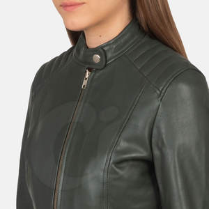 Chaqueta de cuero genuino para uso en exteriores, nuevo diseño, chaqueta de cuero para mujer, chaqueta de cuero de color sólido para mujer - Product Image 5