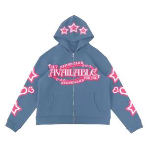 2025 personnalisé qualité luxe coton imprimé fermeture éclair grande taille femmes sweats à capuche haute qualité Baggy Streetwear pour l'hiver vente chaude - Product Image 4