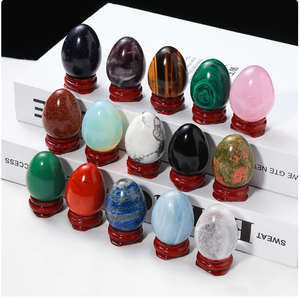 20x30mm cristal naturel Agate pierre précieuse petit œuf coloré oeuf de pâques pierre de guérison Massage visage pour cadeau - Product Image 1