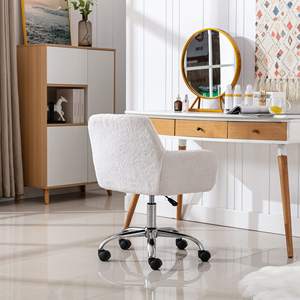 Sedia da <span class=keywords><strong>scrivania</strong></span> imbottita in pelliccia sintetica regolabile in altezza Fuzzy comoda <span class=keywords><strong>poltrona</strong></span> girevole moderna per il tempo libero <span class=keywords><strong>con</strong></span> ruote - Product Image 3