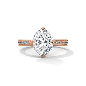 Bague de fiançailles et de mariage en or blanc 14 ct 18 ct avec diamant solitaire ovale - Product Image 5