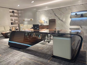 Modern Luxury Executive Boss <b>Desk</b> L Shape Wooden MDF CEO Office Table <b>Corner</b> Workstation Furniture - Product Image 4
