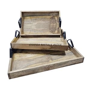 Bandeja única de madera de acacia con diseño de Casa escarchada y bordes profundos para un comedor elegante y un uso funcional de la Mesa - Product Image 3