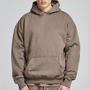 Sweats à capuche unis de haute qualité sans cordon de serrage Sweats à capuche de sport lourds en coton pour hommes Logo personnalisé Sweats à capuche surdimensionnés à bouton pression - Product Image 5