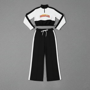 Conjunto de Sudadera con Capucha Corta y Pantalones Deportivos Holgados de Algodón 100% de Alta Calidad MOVATEXTILE para Mujer, con Logotipo Personalizado, 2 Colores, Conjunto de 2 Piezas para Mujer - Product Image 3