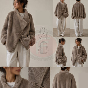 Manteau d'hiver pour femme, respirant, doux, en fourrure pelucheuse, chaud, décontracté, surdimensionné, boutonné sur le devant, rembourrage en coton, vêtement d'extérieur confortable pour le froid - Product Image 6