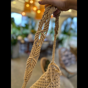 Handcrafted Luxury Macrame Crossbody <b>Sling</b> <b>Bag</b> <b>for</b> <b>Women</b> Crochet Tote Cotton Lining Bucket Pattern Zipper Vintage Casual Tote - Product Image 2