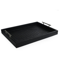 Ensemble de plateaux en métal émaillé bleu, plateau de service rectangulaire, finition texturée, organisateur de vaisselle, présentoir alimentaire, décoration de table à manger