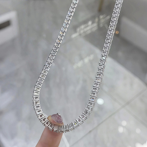 Sarva jewels 2025 más Popular VVS Moissanite diamante joyería clásica Vintage 925 plata esterlina Baguette corte diamante collar - Product Image 4