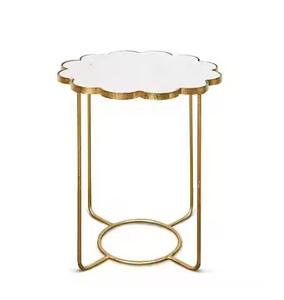 Tall Side <b>Tables</b> <b>Console</b> <b>Tables</b> With Premium White <b>Marble</b> Top and Metal Body Golden Finished High on Demand Living Room <b>Tables</b> - Product Image 5