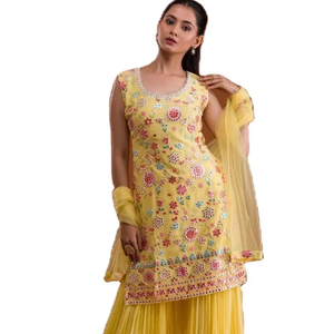 Ensembles Salwar Kameez pakistanais de haute qualité/travail de broderie en tissu Faux Georgette lourd trois pièces Salwar Kameez avec étole - Product Image 1