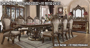 Juego de Mesa y Sillas de Comedor de Madera Maciza Tallada a Mano, Estilo Real, Plegable, para 8 Personas, Precio de Fábrica - Product Image 5