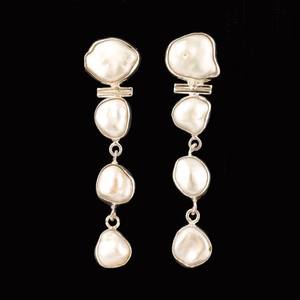 Natural White Pearl 925 Sterling <b>Silver</b> 18k Gold Plated for Women and Girls Cute <b>Long</b> <b>Earring</b> - Product Image 4