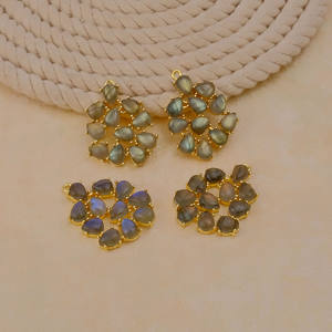 Colgante de Chispa de Medianoche de Labradorita Natural, Colgante de Piedras Preciosas Chapado en Oro Antideslustre para Fiestas de Bricolaje - Product Image 3