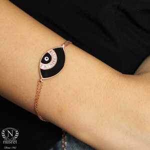 925 Sterling Silver Eye Design <b>Bracelet</b> Elegant Black Gift Idea - Product Image 1