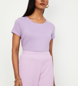 เสื้อยืดผู้หญิงทรงเข้ารูป คอกลม เนื้อผ้านุ่ม ยืดหยุ่น สแปนเด็กซ์ สำหรับใส่ลำลองทุกวัน เสื้อเปล่าสำหรับผู้หญิง ขายส่ง - Product Image 1