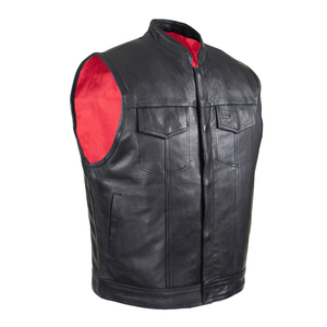 เสื้อกั๊กสำหรับผู้ชายแบบลำลองมีปกคอจีนเสื้อหนังวัวระบายอากาศได้มีกระดุมปิดเสื้อกั๊กสำหรับฤดูหนาว - Product Image 1