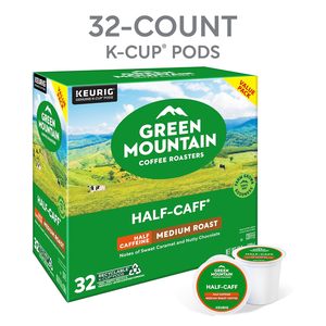 Green Mountain Coffee Roasters Half Caff, Cápsulas de Café Individuales para Keurig K-Cup, Cápsulas de Café de Tueste Medio, 32 Unidades - Product Image 1