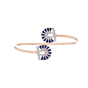 สร้อยข้อมือสุดหรูสีทอง14K สำหรับผู้หญิงพร้อมดีไซน์วงแหวนประดับเพชรแซฟไฟร์ออกแบบโดยผู้ผลิตอัญมณีชั้นดีในอินเดีย - Product Image 3