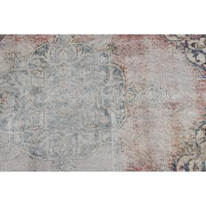 4x4 ft Turkish <b>Wool</b> Rug Round Vintage Patchwork Design <b>Red</b> Camouflage Pattern with Latex Backing - Product Image 5