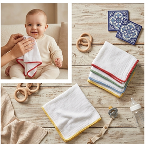 ROSEHANCOLLECTION Paños de Muselina Blancos de 25x25cm/30*30cm, 100% Algodón, Ecológicos, Reutilizables, Suaves, para la Cara del Bebé - Product Image 2