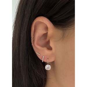 Harper 2ctw White Gold Diamond <b>Earrings</b> Cushion Cut Drop Design - Product Image 2