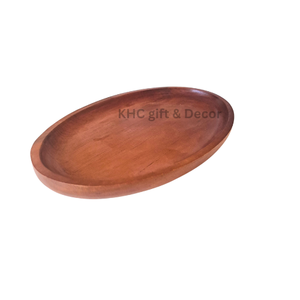 Plato para servir de madera de caucho de estilo nórdico al por mayor, gran oferta ecológica, forma ovalada para comida, cargador de frutas, fiestas naturales - Product Image 1