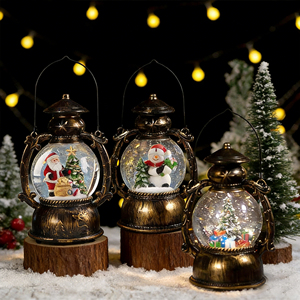 กล่องดนตรี<span class=keywords><strong>คริสต์มาส</strong></span>ขายส่ง ของตกแต่งแบบพกพา ซานตาคลอสระยิบระยับ โคมไฟคริสต์มาสเรืองแสงพร้อมหิมะโปรย - Product Image 1