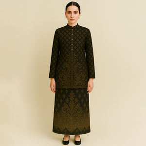 ชุดปักลายบาจูคุรุง2ชิ้นสไตล์สุภาพเรียบร้อยเสื้อผ้าแบบดั้งเดิมมาเลเซียป้องกันไฟฟ้าสถิตย์พลัสไซส์ใหญ่พิเศษ khimar Baju kurung - Product Image 3