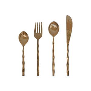 Vente en gros robuste de couverts en acier inoxydable de fabricant indien service de couverts de dîner plaqué or avec poignée plate - Product Image 5