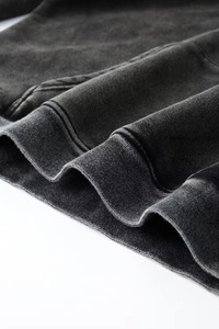 Sweat à capuche unisexe personnalisé à double fermeture éclair, coupe courte, délavé à l'acide, 100% coton, hiver, coupe oversize, épais, style vintage streetwear - Product Image 2