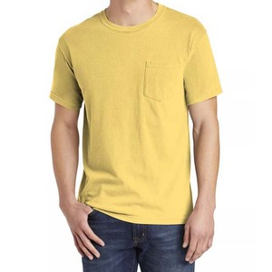 Fabricant de t-shirts unis respirants pour hommes T-shirt en coton et polyester Vente en gros T-shirts d'été à col rond pour hommes Couleur jaune - Product Image 3