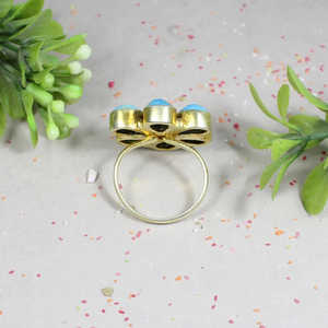 Vente en gros de bague 8x5mm en forme de poire fleur turquoise en argent sterling 925 Nettoyeurs de bijoux élégants et polonais - Product Image 1