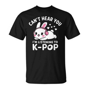 T-Shirt Kawaii per Amanti del K-Pop 'Can't Hear You I'm Listening' Promozionale per Appassionati di K-Pop - Product Image 2