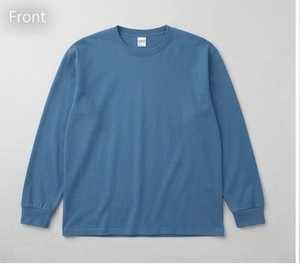 Camiseta de Manga Larga para Hombre, Cuello Redondo, Azul Liso, Corte Holgado, Informal, de Lana, 100% Algodón, Ecológica y Transpirable - Product Image 1