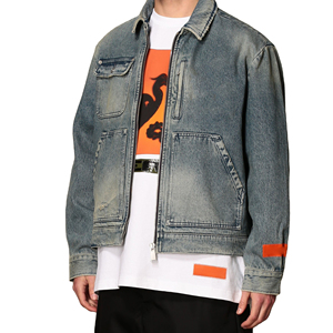 OEM Custom High Quality Fashion Zipper Washed <b>Mens</b> <b>Denim</b> <b>Jacket</b> Customized Canvas Stand Collar High Street Waterproof Winter - Product Image 2