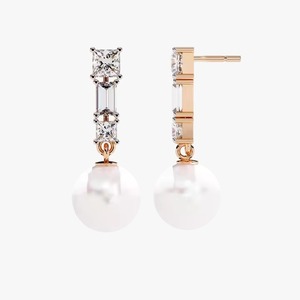 Women's Hoop <b>Earrings</b> in 10k Rose And White Gold with Moissanite Diamond Trendy Jewelry IGI Certified Silver Plated - Product Image 1