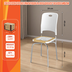 Modern <b>Dining</b> <b>Chair</b> <b>Plastic</b> Side <b>Chair</b> with Oval Backrest Marble Look Seat for Home Hotel Apartment - Product Image 2