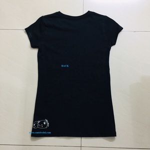 Camiseta informal de algodón 100% para mujer, camiseta individual de 160 Gsm, cuello redondo, manga corta, negra con decoración de logotipo, camiseta de talla grande para mujer - Product Image 6