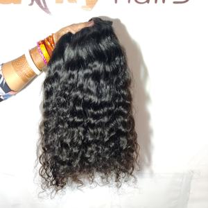 Paquet de vente en gros de cheveux humains noirs fabriqués par des Indiens bruts traitement chimique ondulé aucun Extensions de vague naturelle à cuticule alignée - Product Image 3