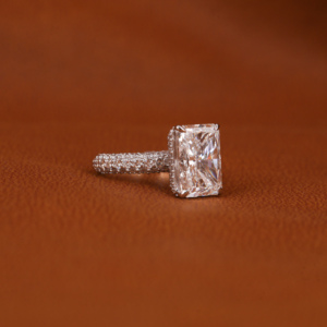 14KT oro blanco 5,0 CT anillo de compromiso de corte radiante laboratorio cultivado diamante oculto Halo ajuste IGI certificado joyería de lujo - Product Image 5