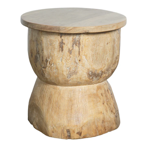 Hand Carved Wooden Ukhali <b>Side</b> <b>Tables</b> <b>Set</b> in Assorted Organic Shapes and Sizes, Artisan Crafted Solid Wood Accent <b>Tables</b> - Product Image 1