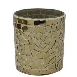 Pot de bougie en mosaïque de miroir argenté personnalisé fait à la main support votif en verre décoratif salon bol de noël de table cire fer - Product Image 5